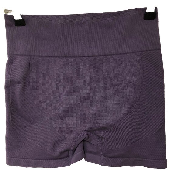 Yoga Workout Dance Crop Top Shorts Set Women‎ M Purple Knit Long Sleeves Keyhole - Picture 5 of 9